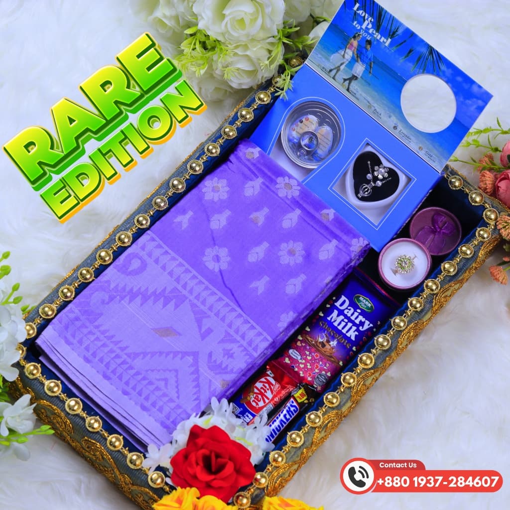 বেগুনি জামদানী শাড়ী কম্ব